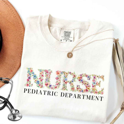 Pediatric Nurse Pediatric Department Floral T-shirt