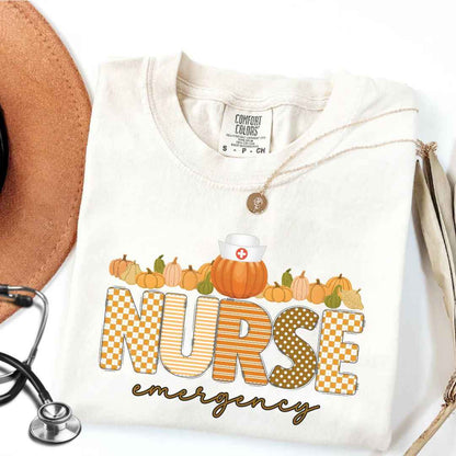 Emergency Nurse Pumpkin Fall T-shirt