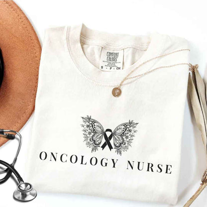 Oncology Nurse Cancer Butterfly Minimalist T-shirt