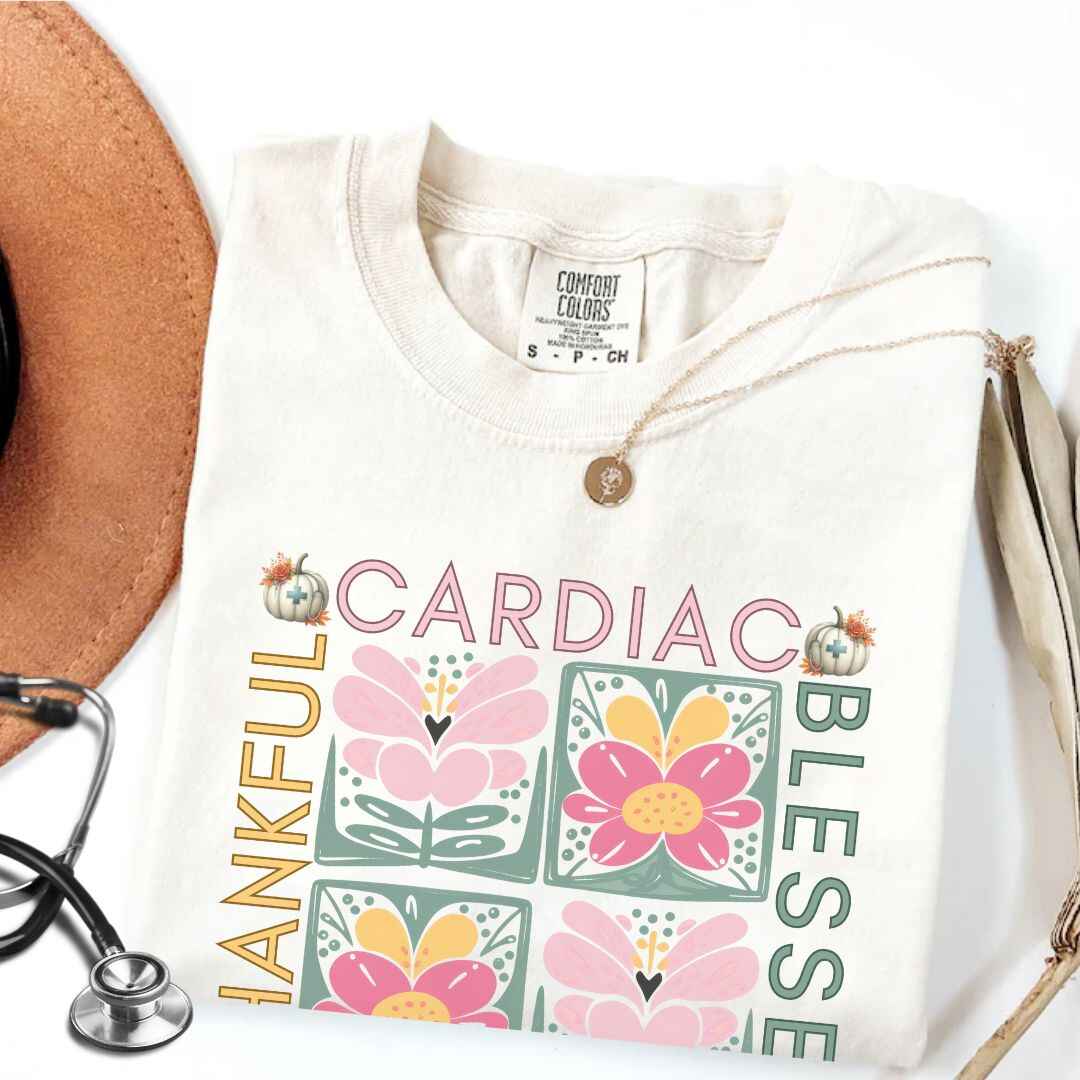 Thankful & Blessed Cardiac Nurse Fall T-shirt