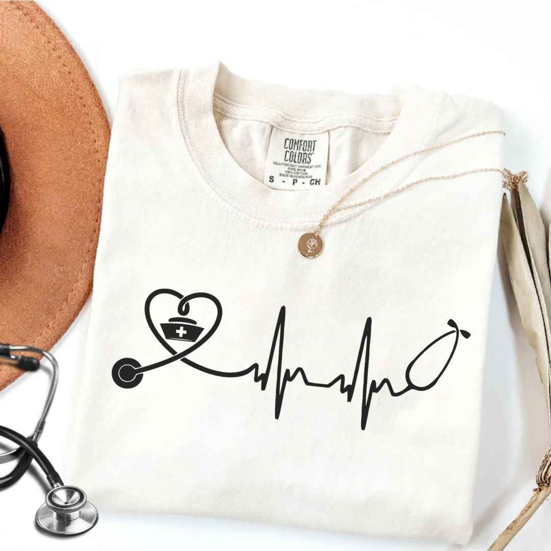 Heart, EKG Stethoscope Minimalist T-shirt