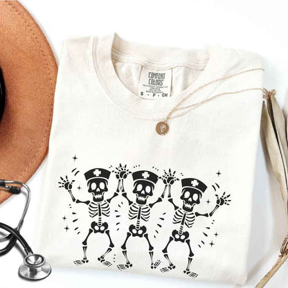 Spooky Dancing Skeletons Funny Nurse T-shirt