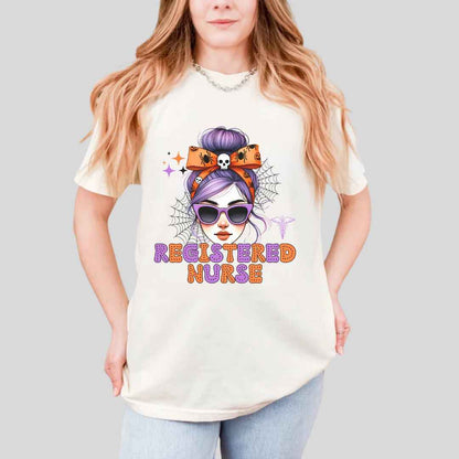 Registered Nurse Messy Hair Halloween T-shirt