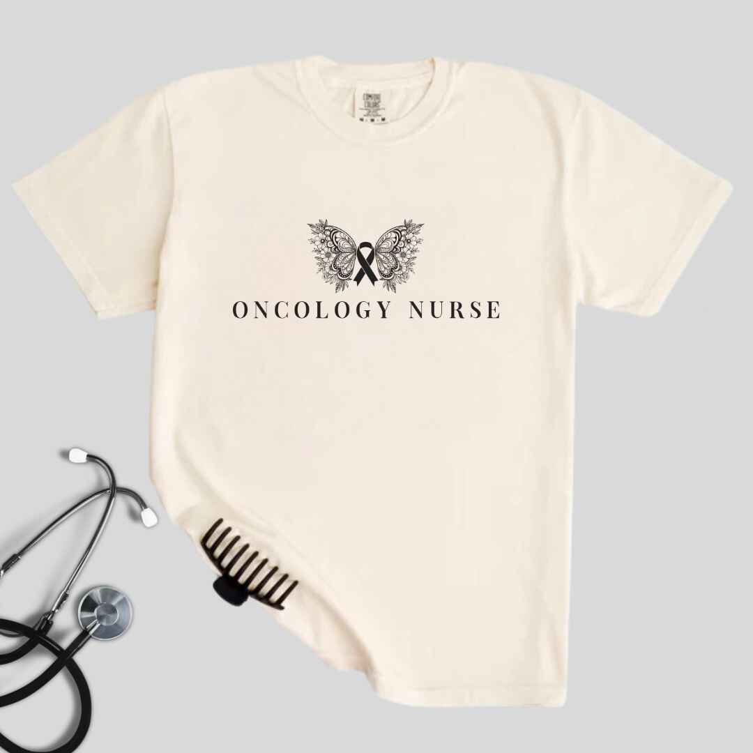 Oncology Nurse Cancer Butterfly Minimalist T-shirt