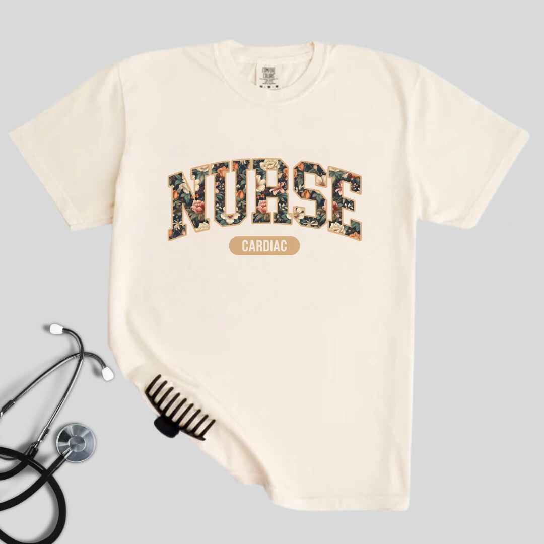 Cardiac Nurse Fall Floral College T-shirt