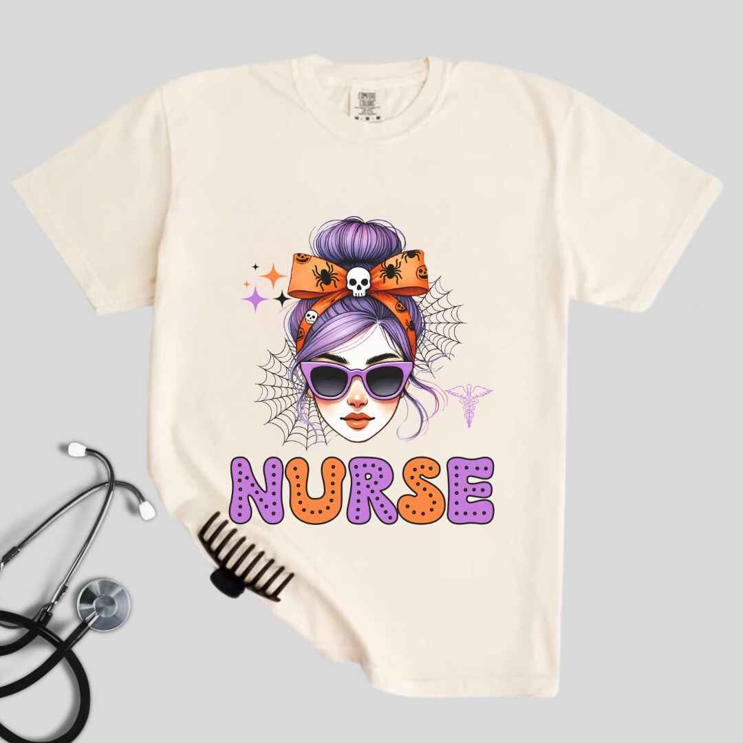 General Nurse Messy Hair Halloween T-shirt