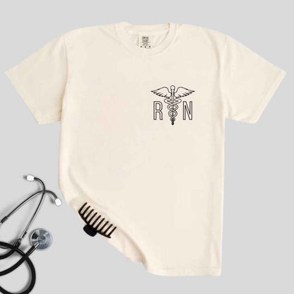 Registered Nurse Medical 'Caduceus' Symbol Pocket Design T-shirt