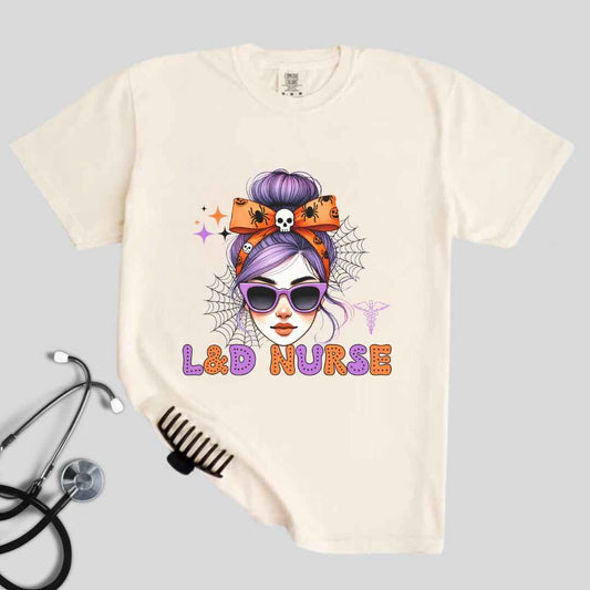 Labor And Delivery L&D Nurse Messy Hair Halloween T-shirt