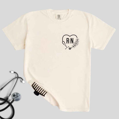 Registered Nurse Heart Stethoscope Pocket Design T-shirt