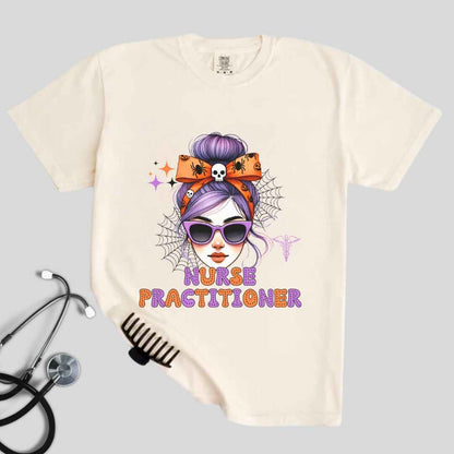 Nurse Practitioner Messy Hair Halloween T-shirt