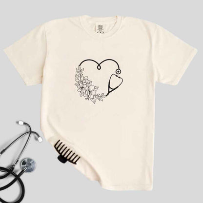 General Nurse Heart Stethoscope Minimal T-shirt