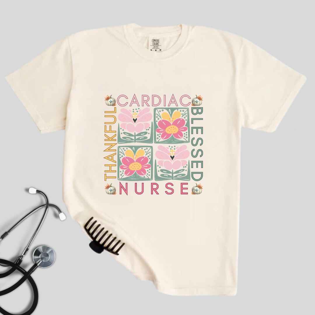 Thankful & Blessed Cardiac Nurse Fall T-shirt