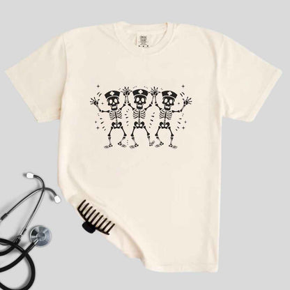 Spooky Dancing Skeletons Funny Nurse T-shirt