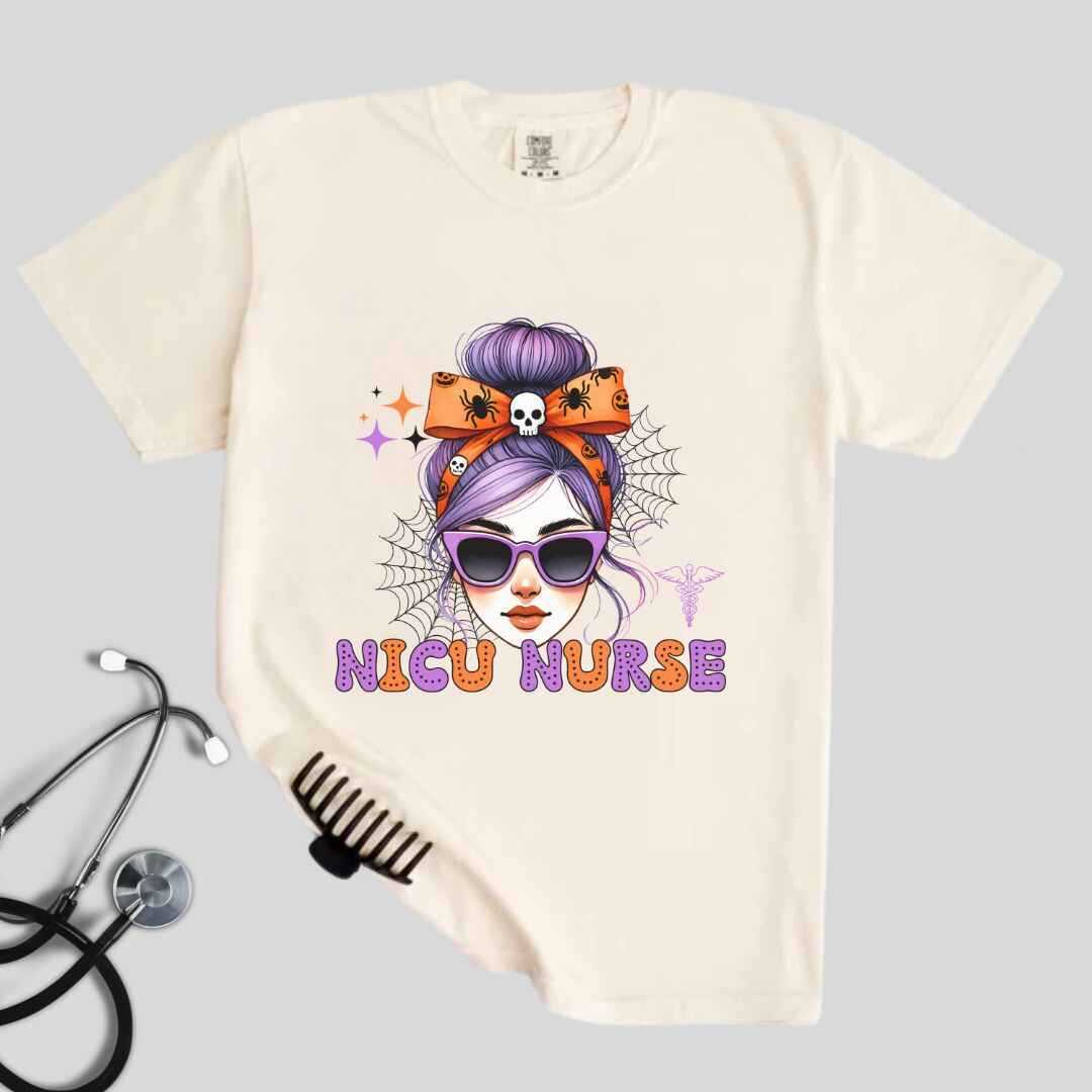 Nicu Neonatal Nurse Messy Hair Halloween T-shirt