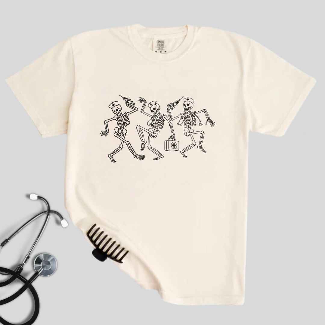 Dancing Skeletons Funny Nurse T-shirt