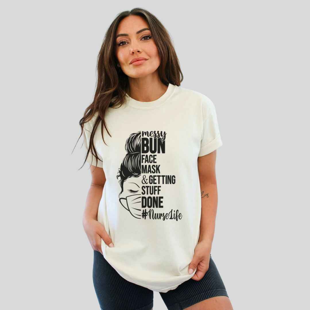 Messy Bun Half Face T-shirt