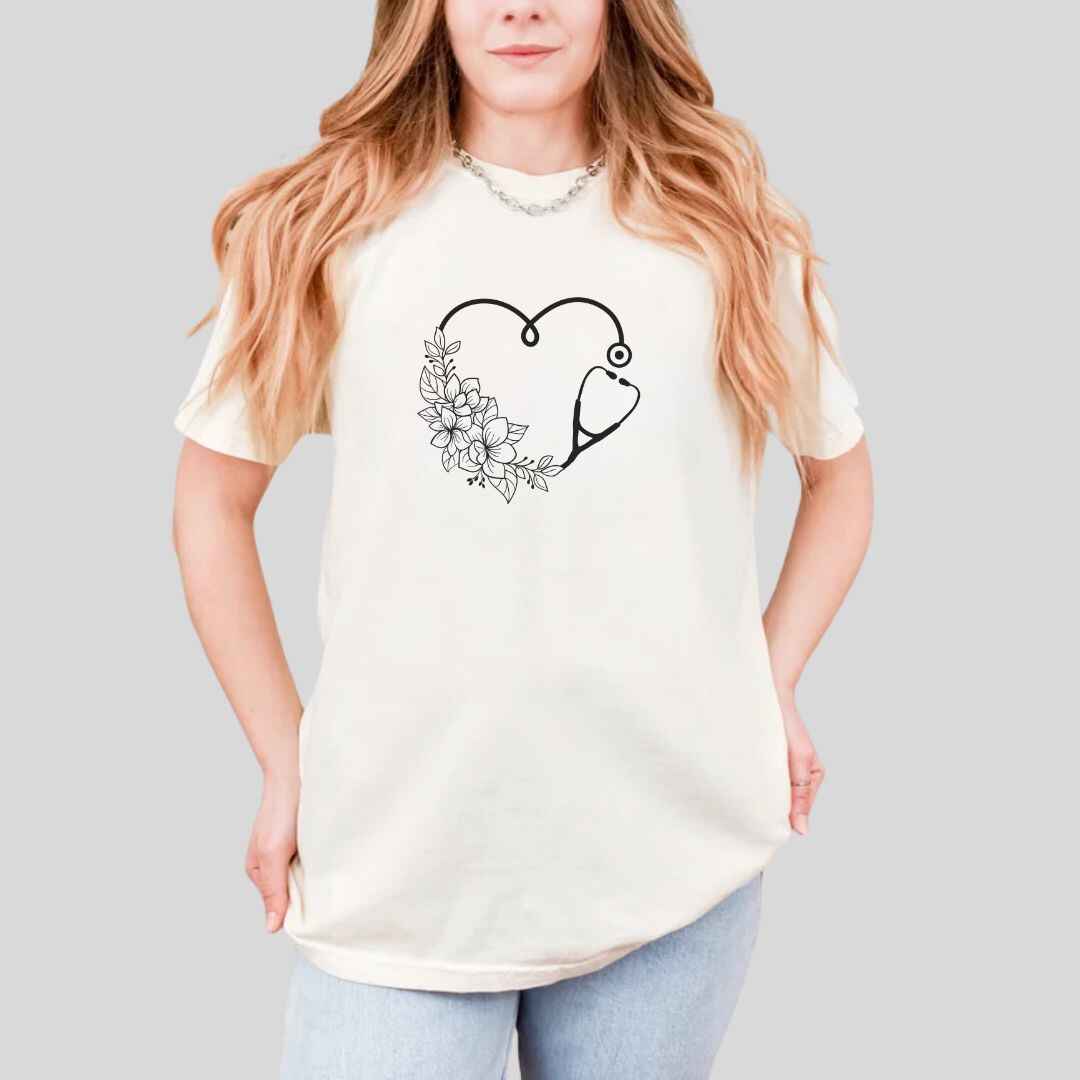 General Nurse Heart Stethoscope Minimal T-shirt