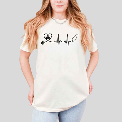 Heart, EKG Stethoscope Minimalist T-shirt