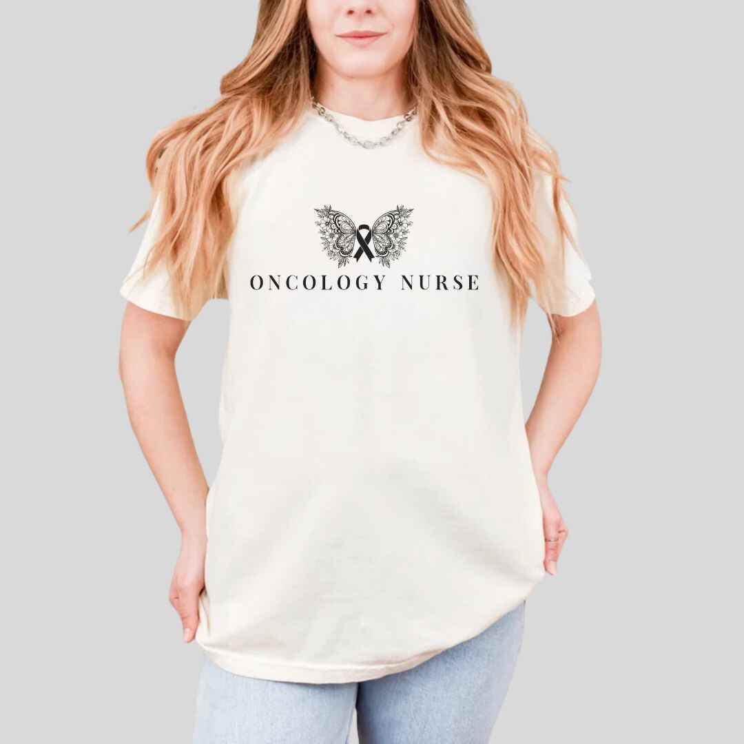 Oncology Nurse Cancer Butterfly Minimalist T-shirt