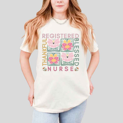 Thankful & Blessed Registered Nurse Fall T-shirt