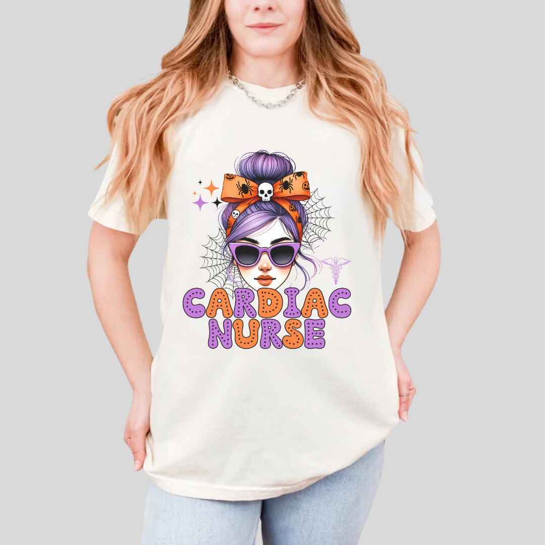 Cardiac Nurse Messy Hair Halloween T-shirt