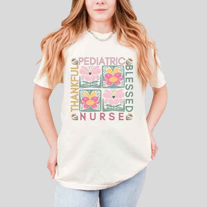 Thankful & Blessed Pediatric Nurse Fall T-shirt