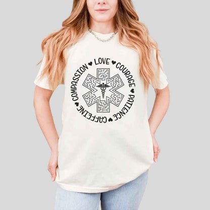 Compassion, Love, Courage Medical Symbol T-shirt