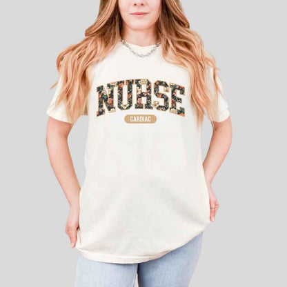 Cardiac Nurse Fall Floral College T-shirt