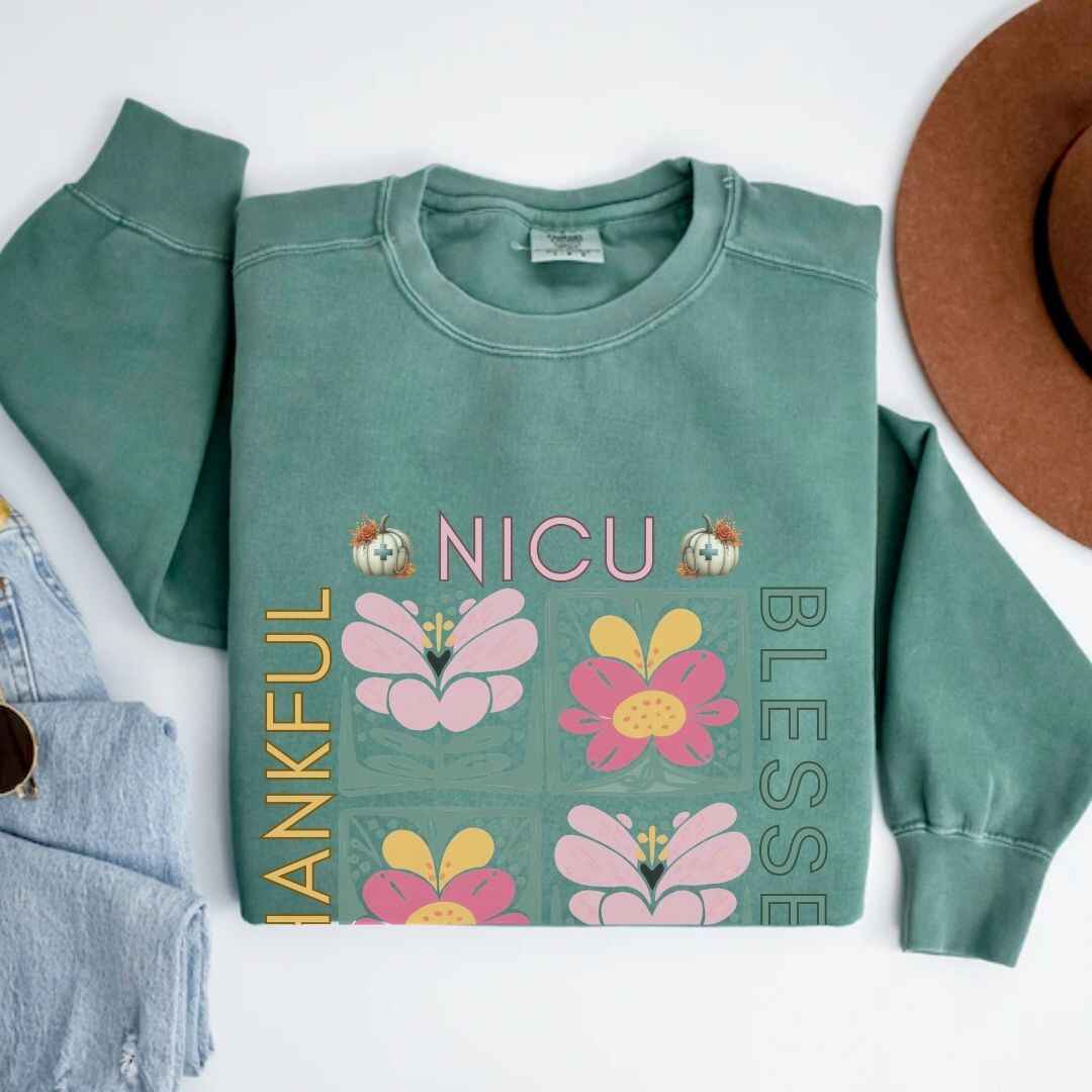 Thankful & Blessed Nicu Neonatal Nurse Fall Sweatshirt