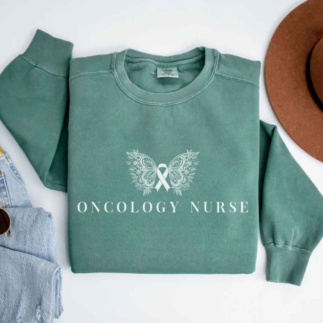 Oncology Nurse Cancer Butterfly Minimalist Sweatshirt