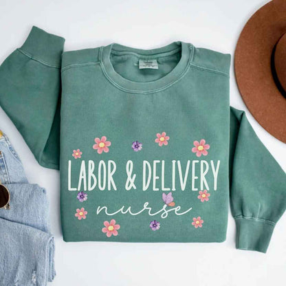 Labor And Delivery L&D Nurse Floral Sweatshirt