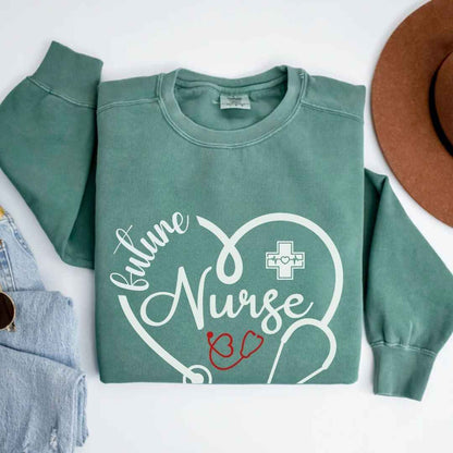 Future Nurse Heart Stethoscope Sweatshirt