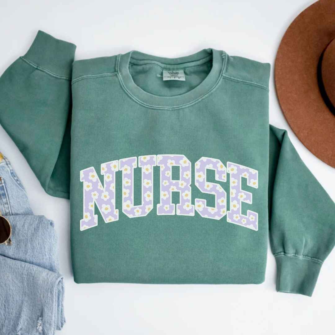 General Nurse Bright Floral College Sweatshirt