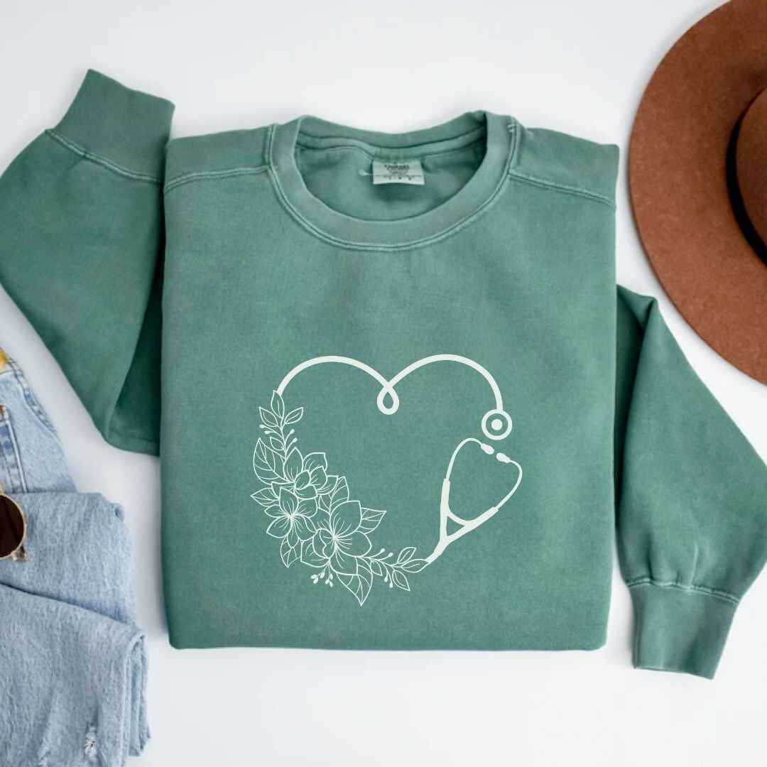 General Nurse Heart Stethoscope Minimal Sweatshirt