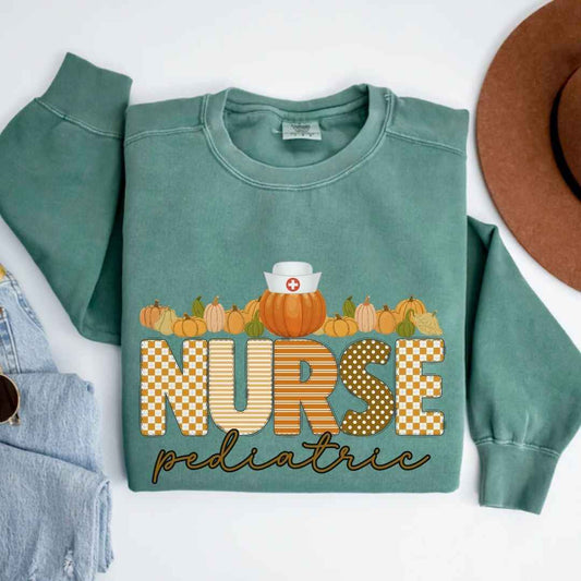 Pediatric Nurse Pumpkin Fall Sweatshirt