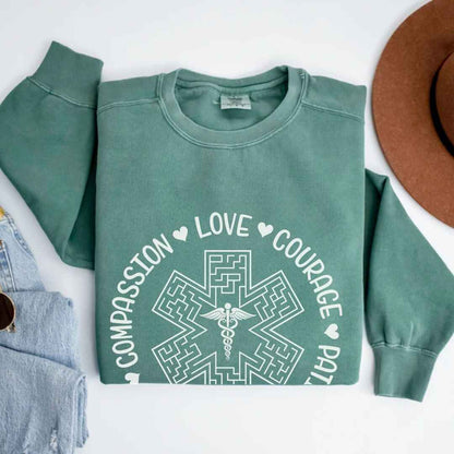 Compassion, Love, Courage Medical Symbol Sweatshirt