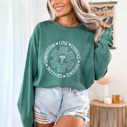 Compassion, Love, Courage Medical Symbol Sweatshirt