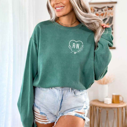 Registered Nurse Heart Stethoscope Pocket Design Sweatshirt