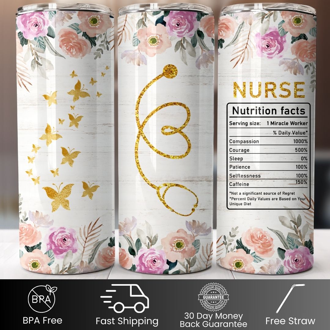 Floral Nutrition Facts 20oz Tumbler