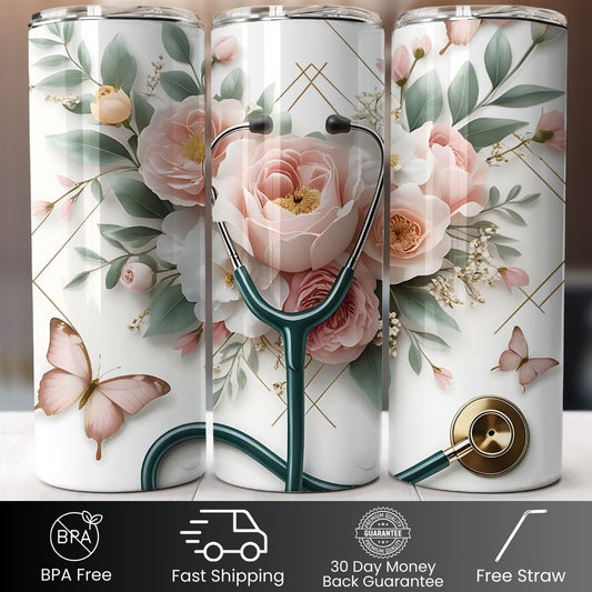 Pink Roses Stethoscope  20oz Tumbler