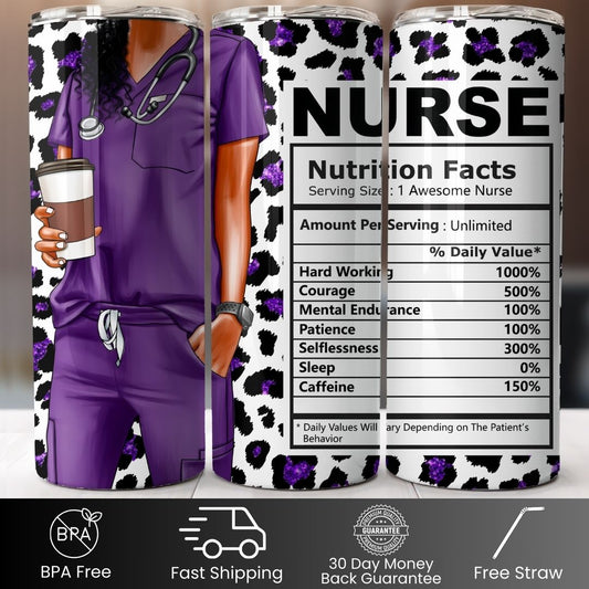 Purple Leopard Print Nutrition Facts 20oz Tumbler