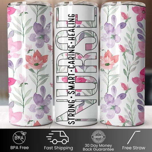 Strong, Smart, Caring Floral  20oz Tumbler