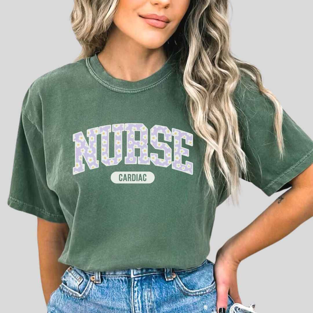 Cardiac Nurse Bright Floral College T-shirt