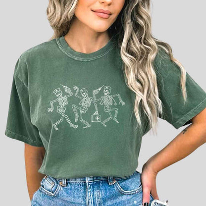 Dancing Skeletons Funny Nurse T-shirt