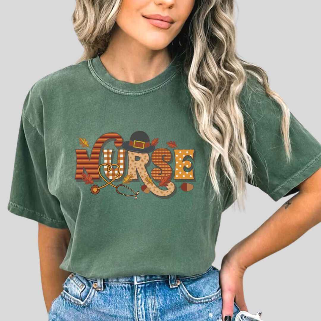 Thanksgiving Fall Nurse T-shirt