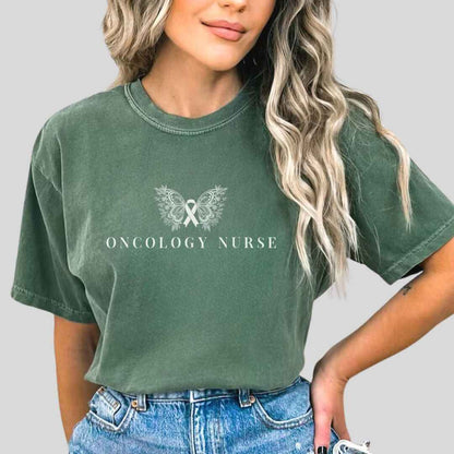 Oncology Nurse Cancer Butterfly Minimalist T-shirt