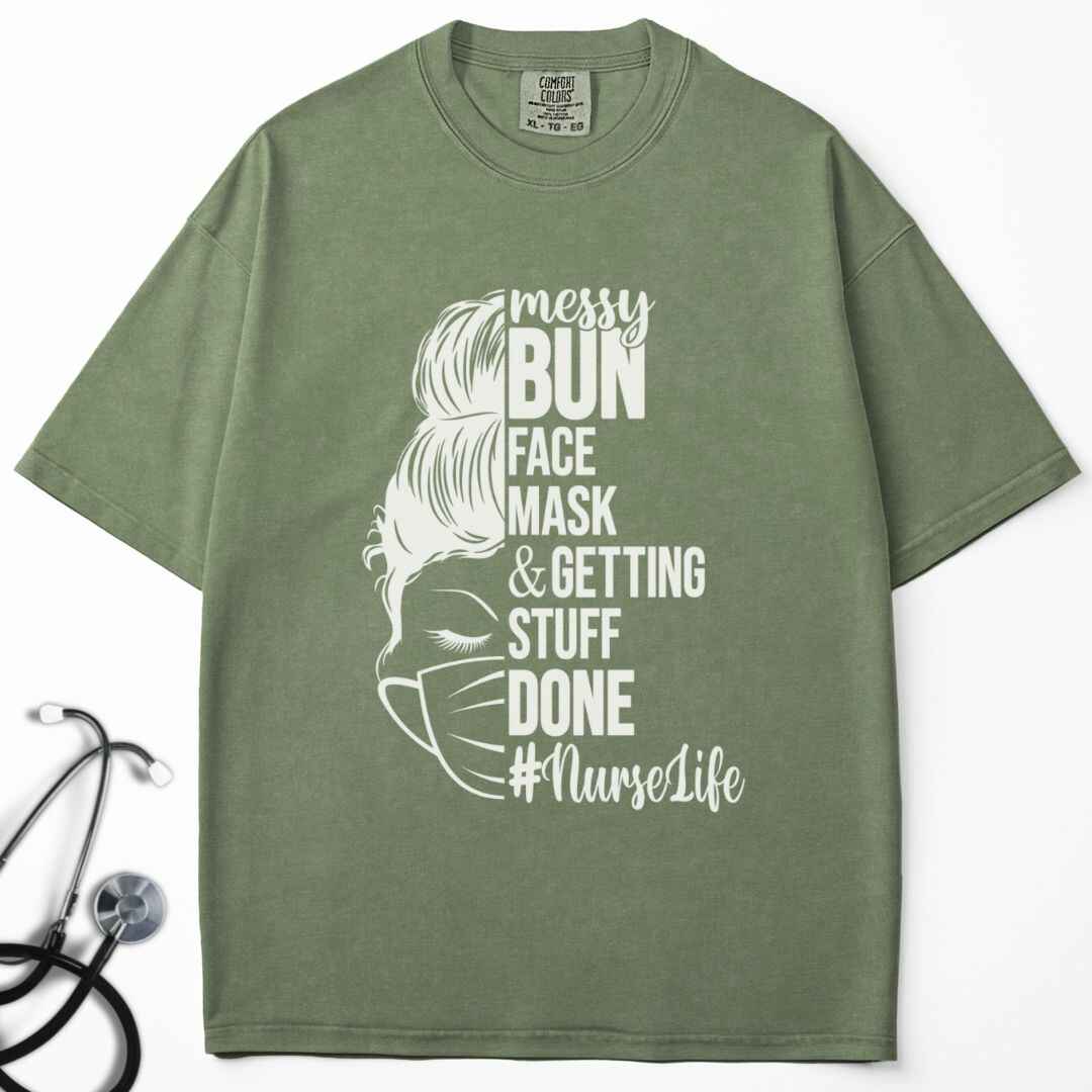 Messy Bun Half Face T-shirt