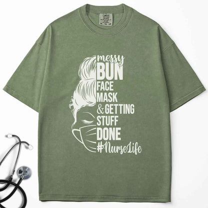 Messy Bun Half Face T-shirt
