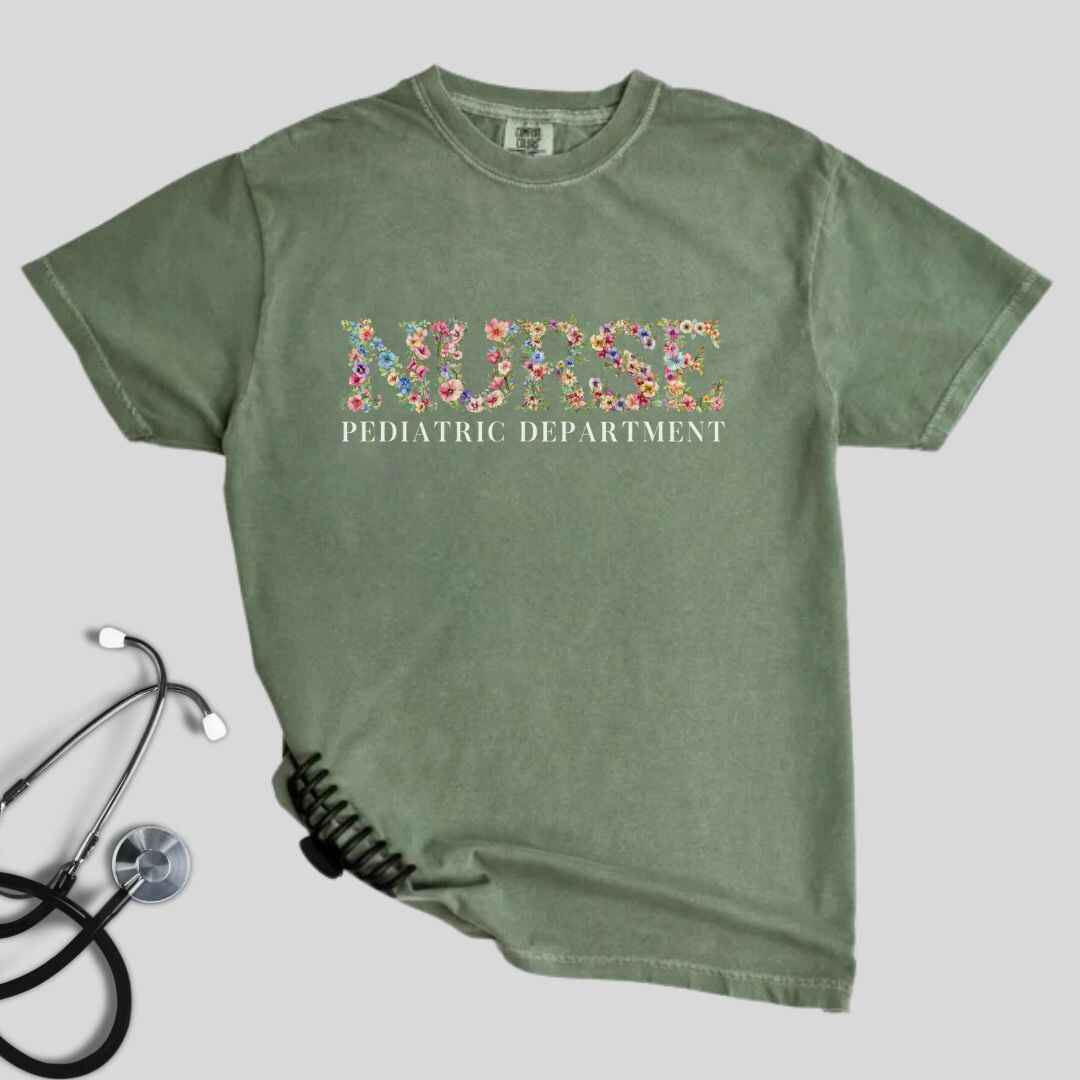 Pediatric Nurse Pediatric Department Floral T-shirt