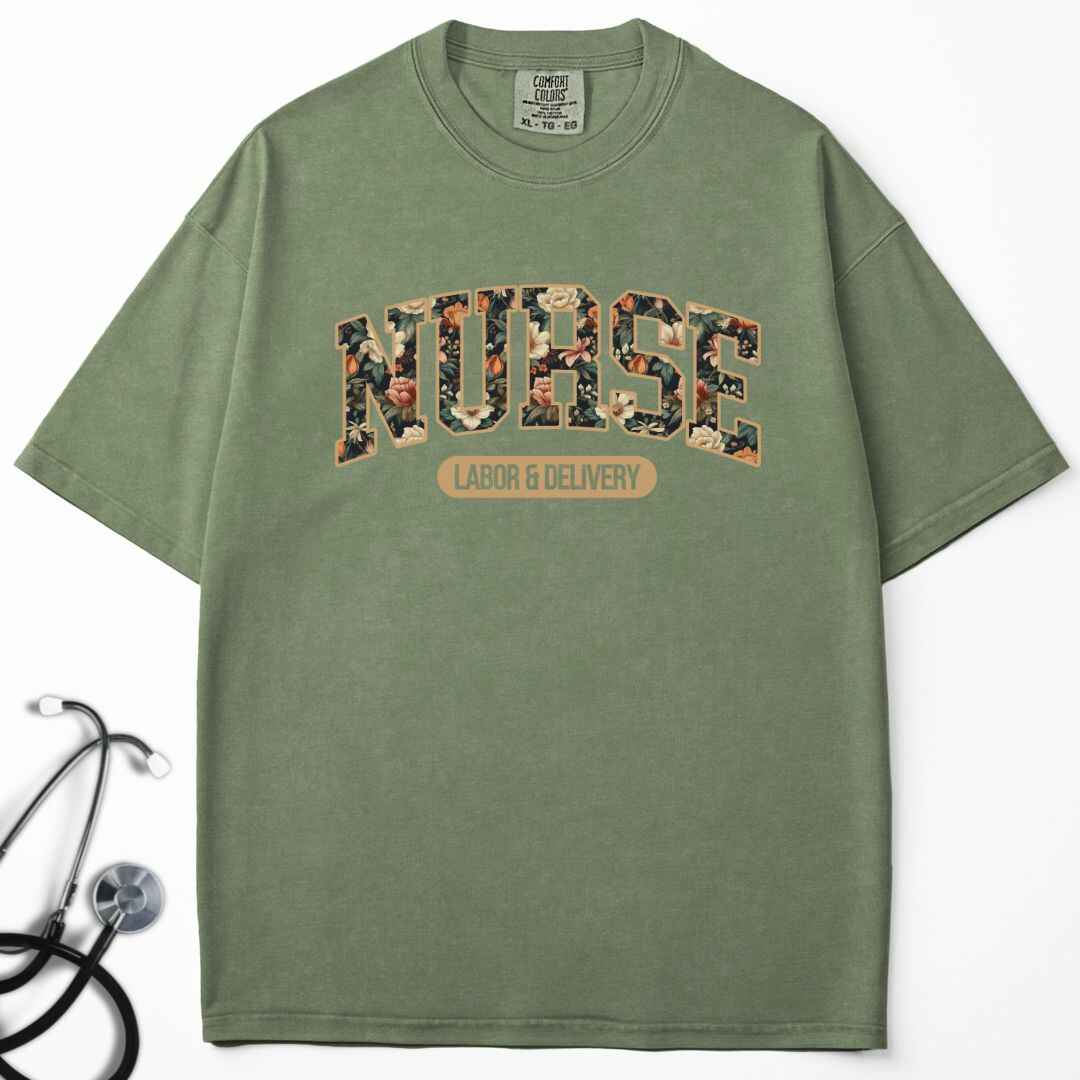 L&D Nurse Fall Floral College T-shirt